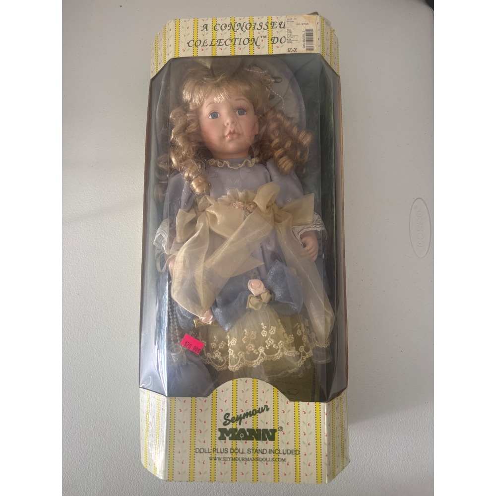 Seymour Mann Connoisseur Collection Porcelain Doll Lavender Gold Victorian Style